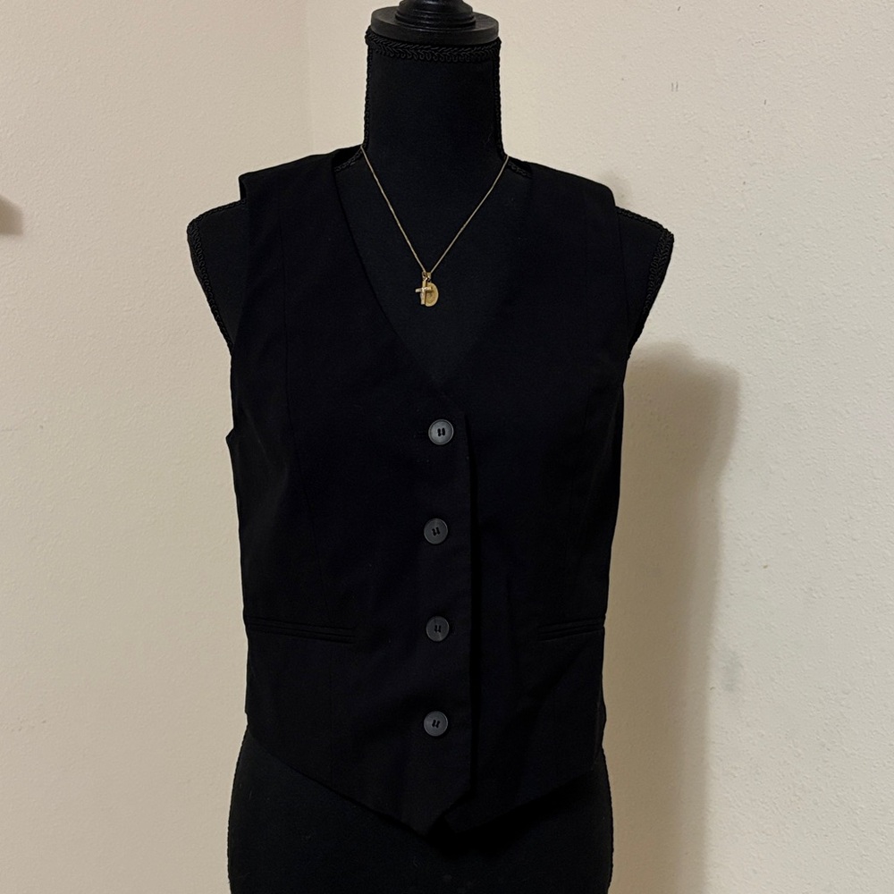 Zara Black Button Down Vest